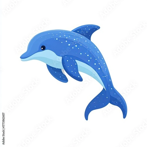 Fototapeta An animated blue dolphin jumping