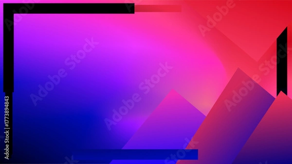 Obraz Red and blue sunset triangles black frame background
