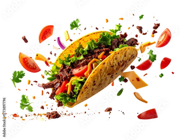 Obraz Deconstructed Beef Taco with Floating Ingredients