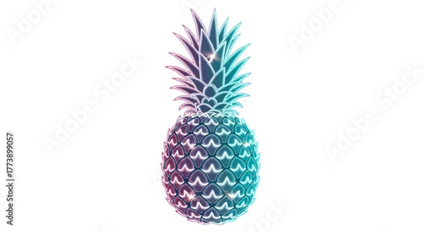 Fototapeta Abstract Pineapple Illustration with Vibrant Gradient Colors Isolated on White