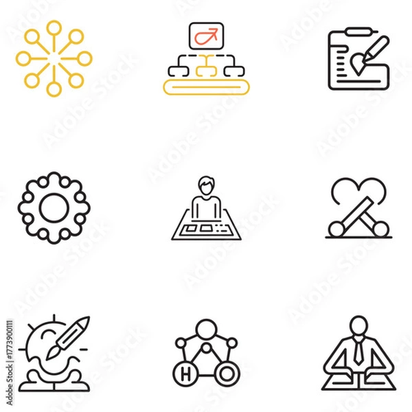 Obraz Modern human resources icon collection featuring diverse employee silhouettes for business and career applications