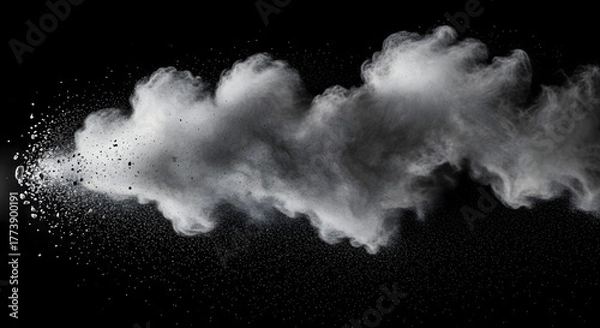 Fototapeta White Powder Explosion on Black Background | Abstract Dust Cloud for Special Effects, Cosmetics Advertising, and Food Photography