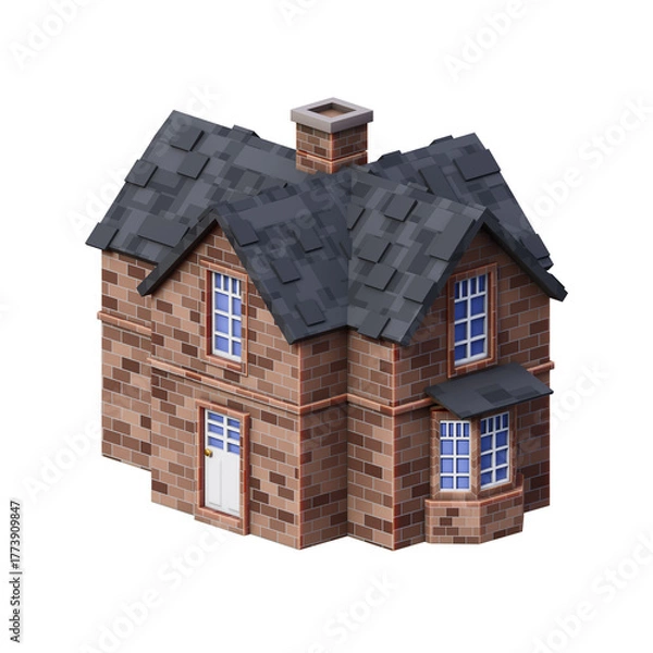 Obraz traditional house building 3d illustration