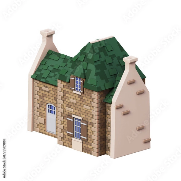 Obraz traditional house building 3d illustration