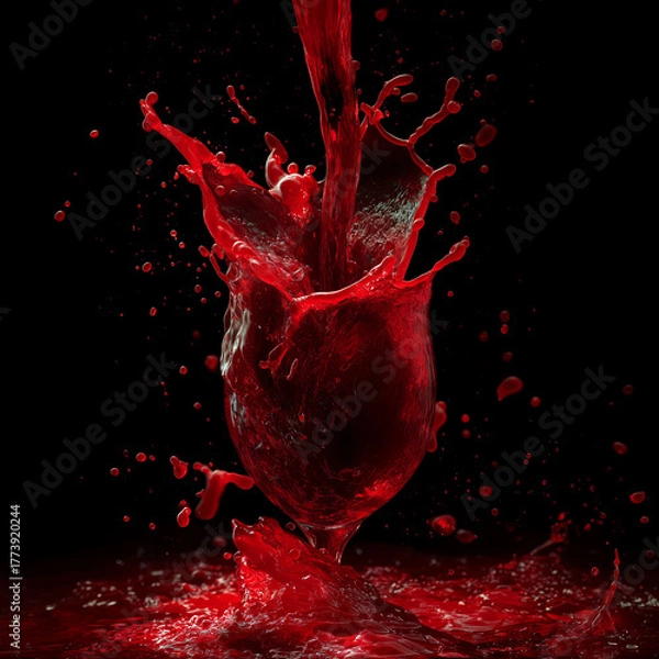 Obraz Abstract red paint splash forming dramatic composition