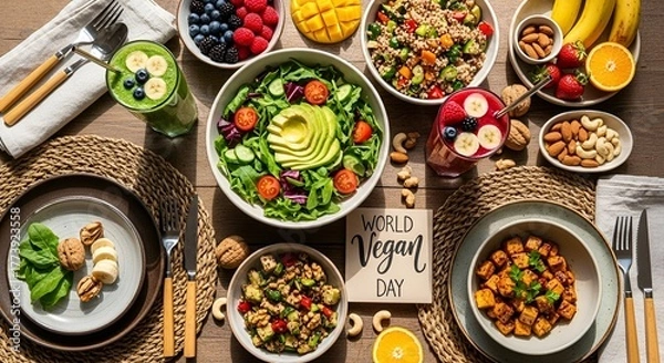 Obraz Vegan feast featuring colorful bowls