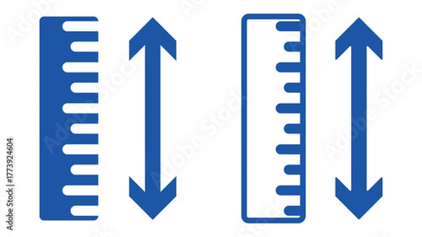 Fototapeta Adjustable height icon collection. Line vector sign, symbol for web and mobile. row height icon. Social distance measure flat sign design. Distance dimension symbol pictogram.