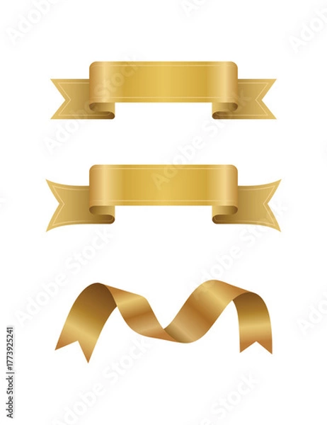 Obraz Set of three golden ribbons for award or celebration vector illustration