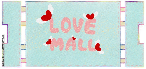 Obraz Illustration for Valentine's Day The Day of Love Envelope Heart Letters and Key Romance Graphic