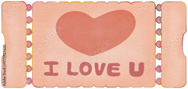 Fototapeta Illustration for Valentine's Day The Day of Love Envelope Heart Letters and Key Romance Graphic