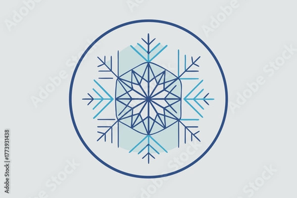 Fototapeta Circular Frame Snowflake Symmetrical Winter Outline Icon  