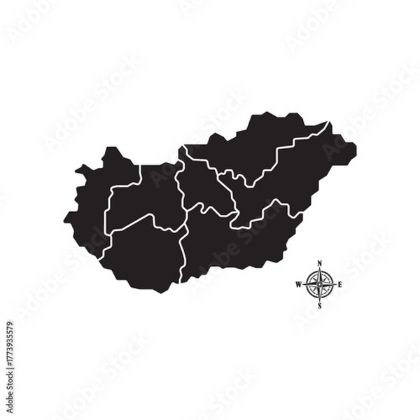 Fototapeta Hungary map with flag color illustration vector with transparent