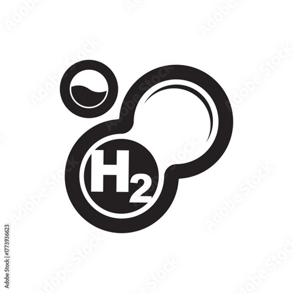 Fototapeta Hydrogen energy line icon set. environment, eco friendly industry and alternative energy symbol