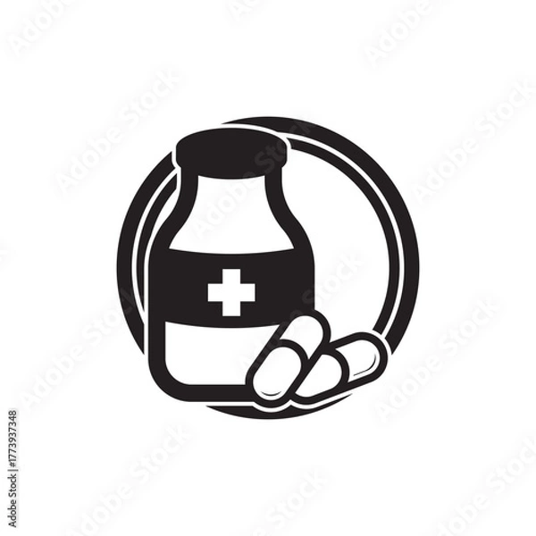 Fototapeta pill bottle vector icon. simple style medical and pharmaceutical design element