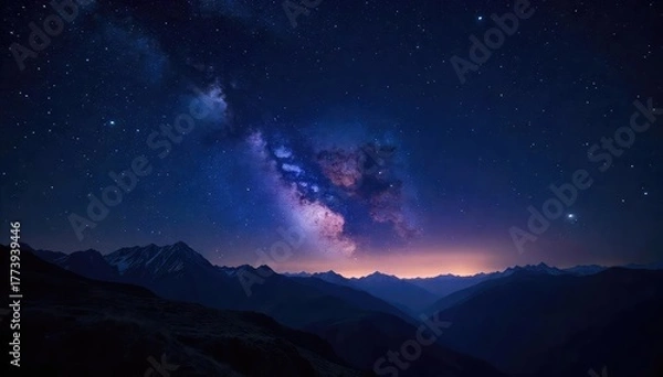 Obraz Stunning vista of a dark night sky brimming with countless stars, a breathtaking celestial panorama perfect for desktop backgrounds or astronomical publications , galaxy, wonder