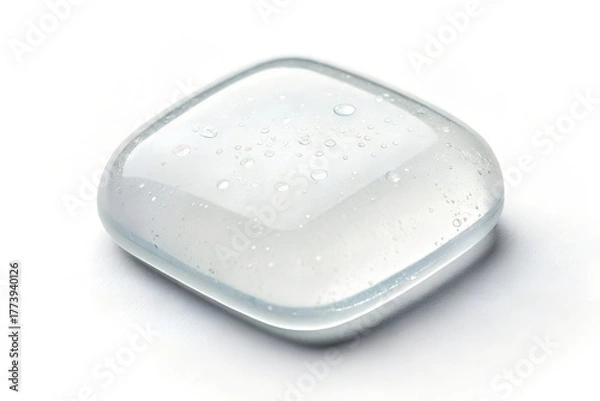 Obraz Studio shot of a clear square glass paperweight with rounded edges