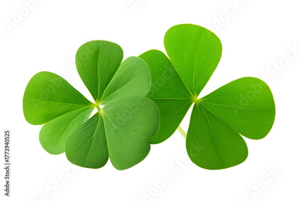 Fototapeta Nature's lucky charm four-leaf clover close-up botanical garden macro photography bright environment top-down view symbol of good fortune