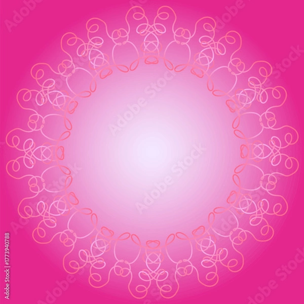 Obraz Round frame with abstract pattern on pink background