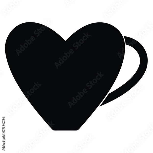 Obraz hearted cup silhouette Valentine’s Day vector icon