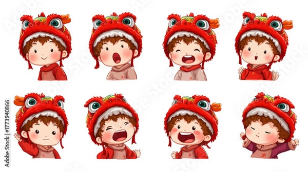 Fototapeta Joyful child celebrating cultural traditions festive setting illustrated emotions colorful environment playful viewpoint fun concept for seo impact