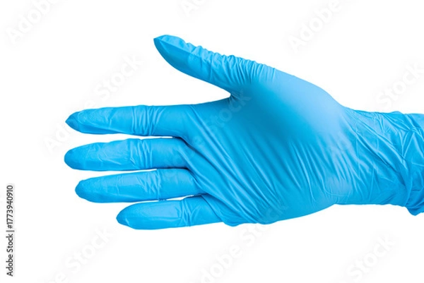 Fototapeta Healthcare action professional hand gesture in medical setting close-up view of gloved hand emphasizing hygiene and safety practices