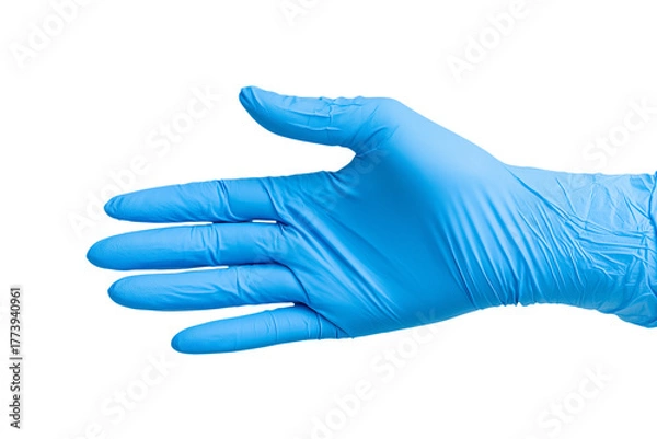 Fototapeta Healthcare professional action blue glove usage in clinical settings medical environment close-up view hygiene concept for patient safety