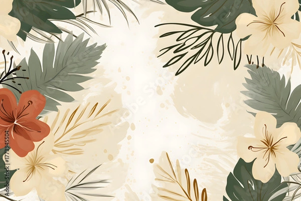 Obraz Floral tropical border background design