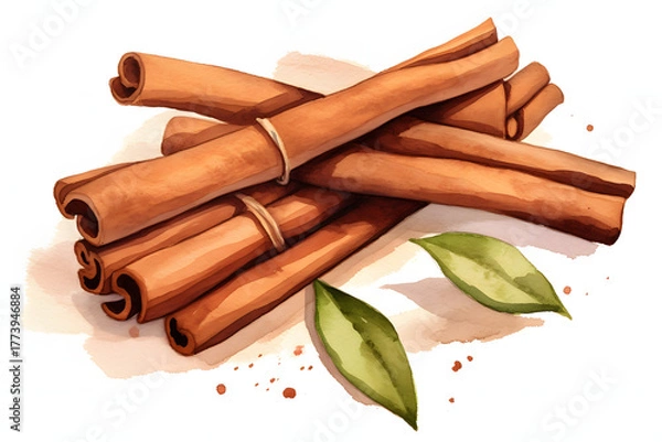 Obraz Cinnamon sticks watercolor illustration