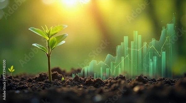 Fototapeta Business success concept highlighting wealth and stock investment. Focusing on business growth in the digital age, emphasizing transformation for next-generation technology