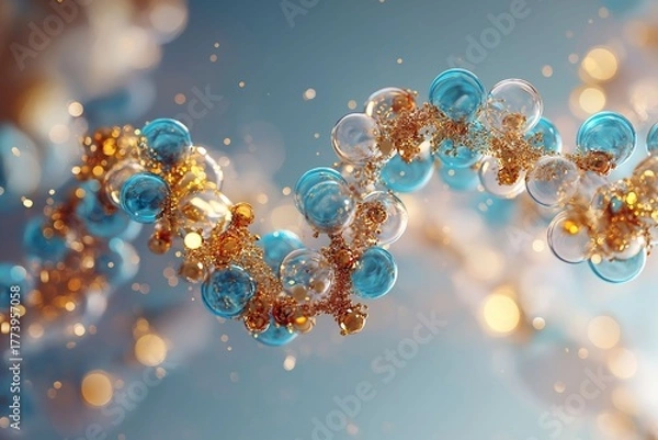 Fototapeta Dynamic representation of molecular structures laboratory setting scientific illustration colorful environment close-up view chemistry concept