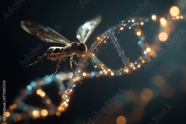 Fototapeta Scientific action fruit fly dna interaction laboratory macro photography dark environment close-up view genetic research