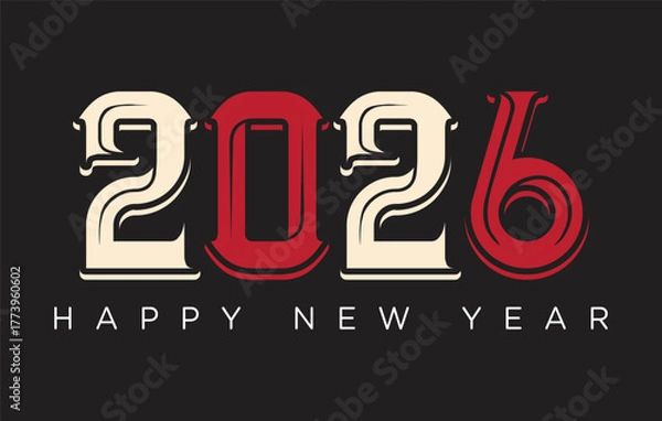 Obraz 
Happy New Year 2026 Vector Illustration Modern, High Resolution, Greeting, Stylish, Elegant