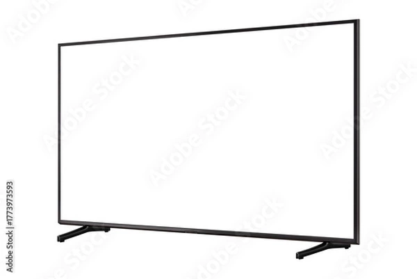 Fototapeta Modern premium smart TV with blank screen, isolated on transparent PNG. High quality studio shot. Concept for technology, business, finance, advertising, public relations and lifestyle themes.