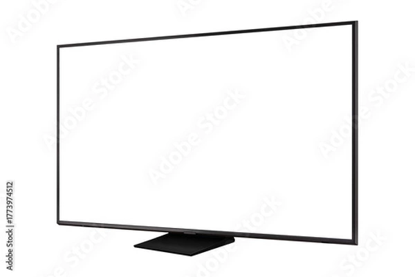 Fototapeta Modern premium smart TV with blank screen, isolated on transparent PNG. High quality studio shot. Concept for technology, business, finance, advertising, public relations and lifestyle themes.