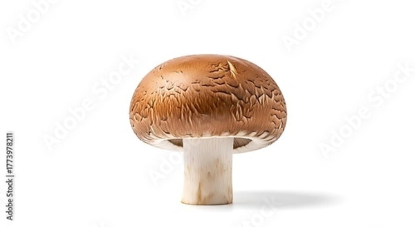 Fototapeta Single Portobello Mushroom Isolated on White Background