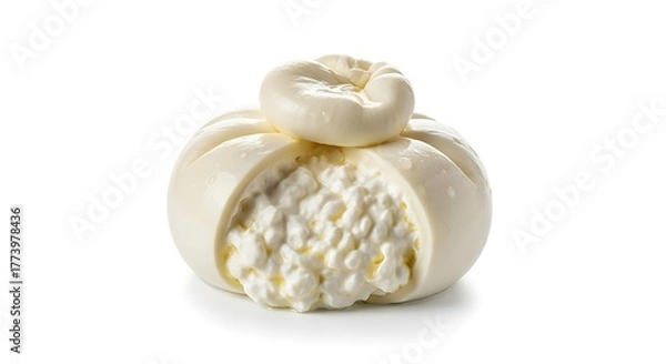 Fototapeta Fresh Burrata Cheese with Creamy Stracciatella Filling