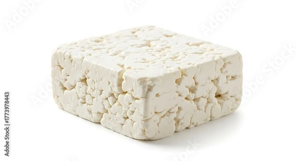 Fototapeta Fresh Block of Feta Cheese Isolated on White Background