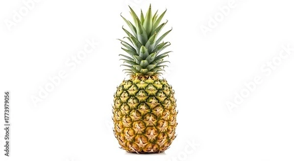 Fototapeta Whole Ripe Pineapple Fruit Isolated on White Background