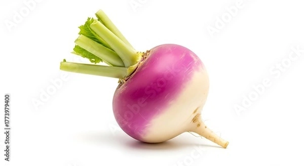 Fototapeta Fresh Turnip Root Vegetable with Green Leaves