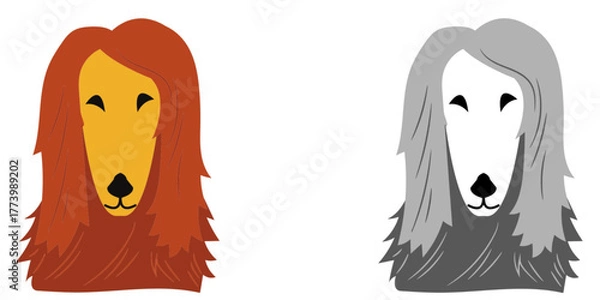 Fototapeta Set of cute Yorkshire Terrier (Yorkie) dog head vector illustrations with long hair and flat design.