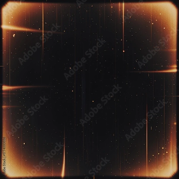 Obraz Vintage film overlay texture with warm orange light leaks dust and scratches creating an authentic retro cinematic effect for creative projects