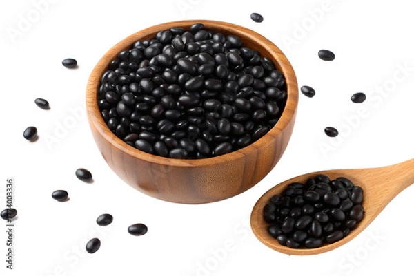 Fototapeta black beans isolated on transparent white background clipping path