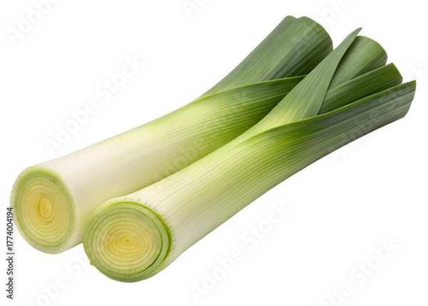 Obraz leeks isolated on transparent white background clipping path