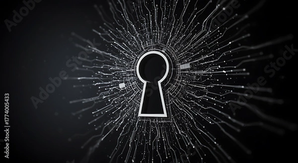 Fototapeta Digital Keyhole with Glowing Circuit Lines technology
