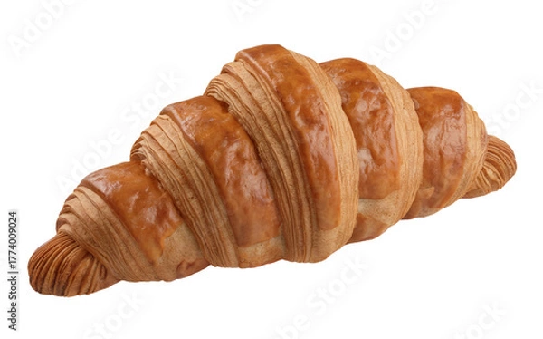 Obraz Golden Brown Croissant Pastry Isolated on Black Background Keywords: isolate on transparent background