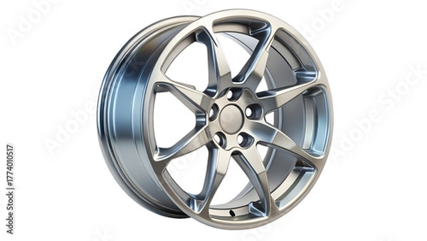 Fototapeta Car wheel rim made of aluminum alloy isolated on transparent background for stylish vehicles