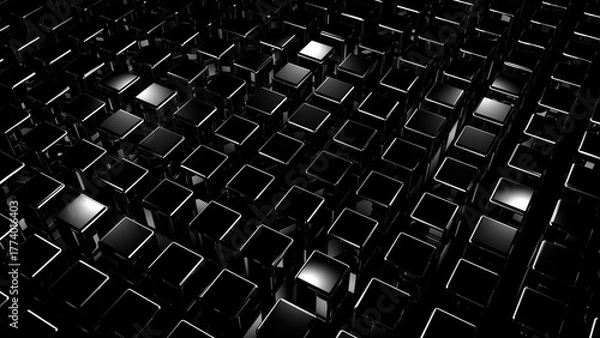 Fototapeta dunkler Hintergrund, schwarze spiegelnde Boxen