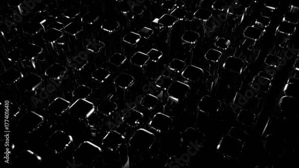 Fototapeta dunkler Hintergrund, schwarz glänzende Elemente, hypothetische Makroaufnahme