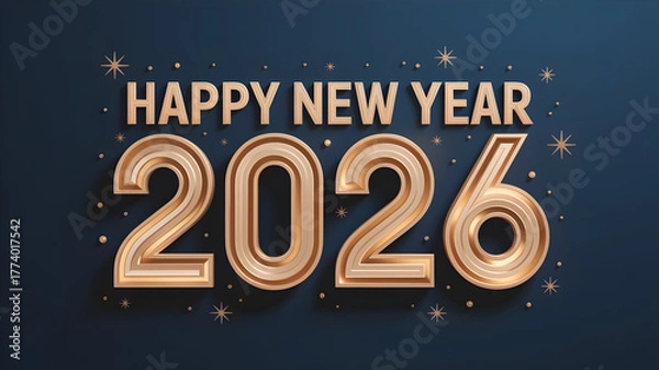 Fototapeta Luxury dark blue Happy New Year 2026 Background illustration design,generative ai