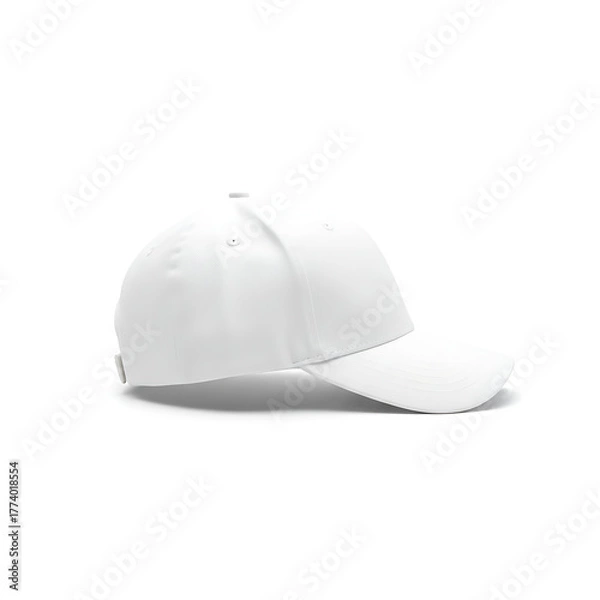 Obraz Blank solid white baseball cap mock-up isolated on white background
